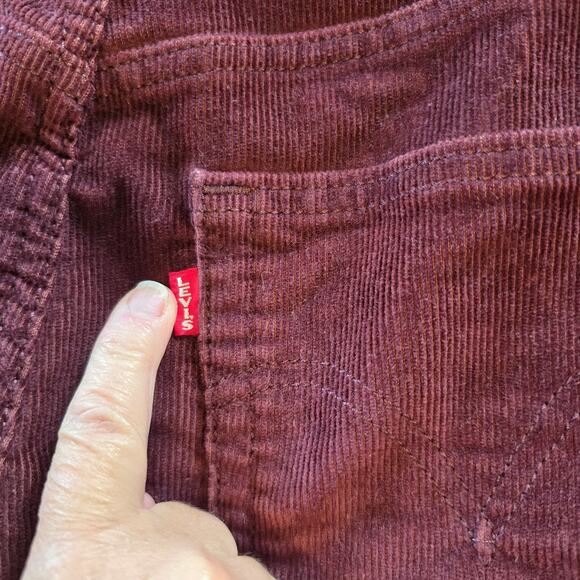 Levi's Rib Cage Straight Ankle Corduroy Pants Women's 32 Red Casual Festival - Picture 5 of 9